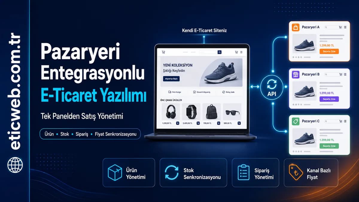 Pazaryeri entegrasyonlu e-ticaret yazılımı ile farklı satış kanallarını tek panelden yöneten işletme ekranı