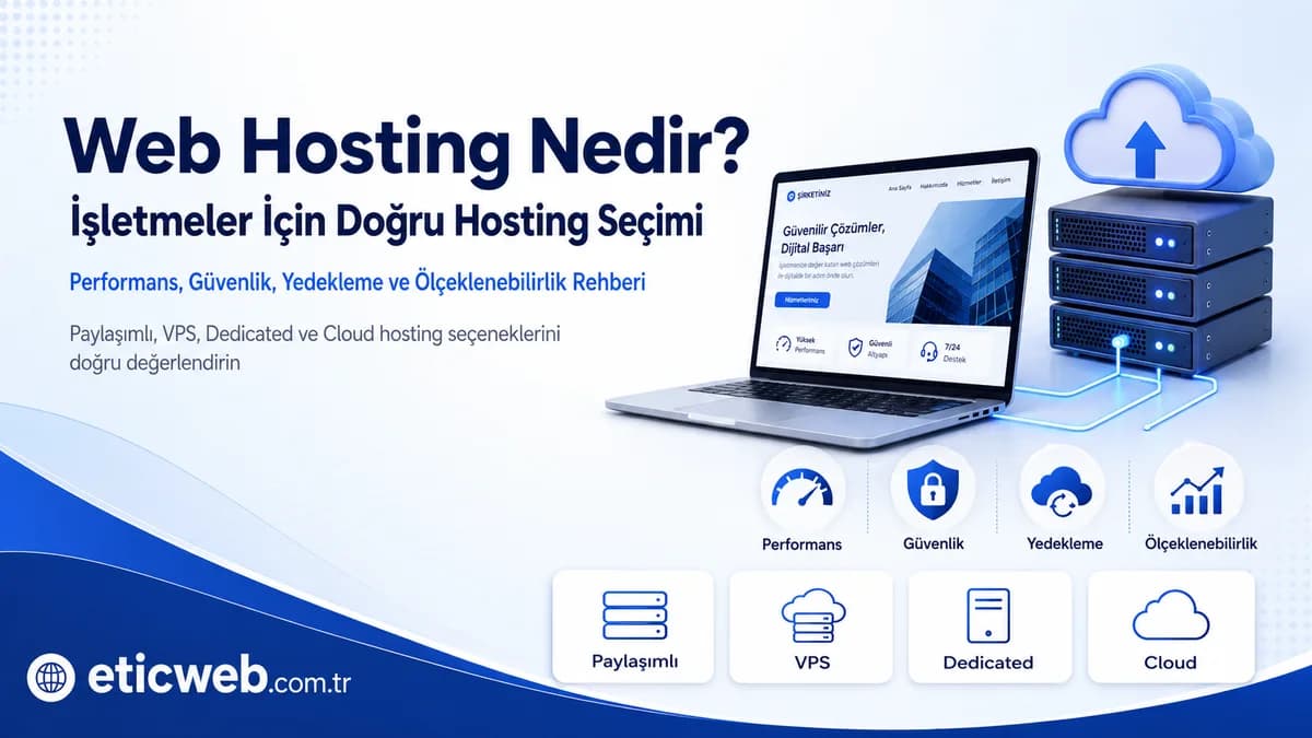 Web hosting altyapısı ve işletmeler için doğru hosting seçimi konsepti