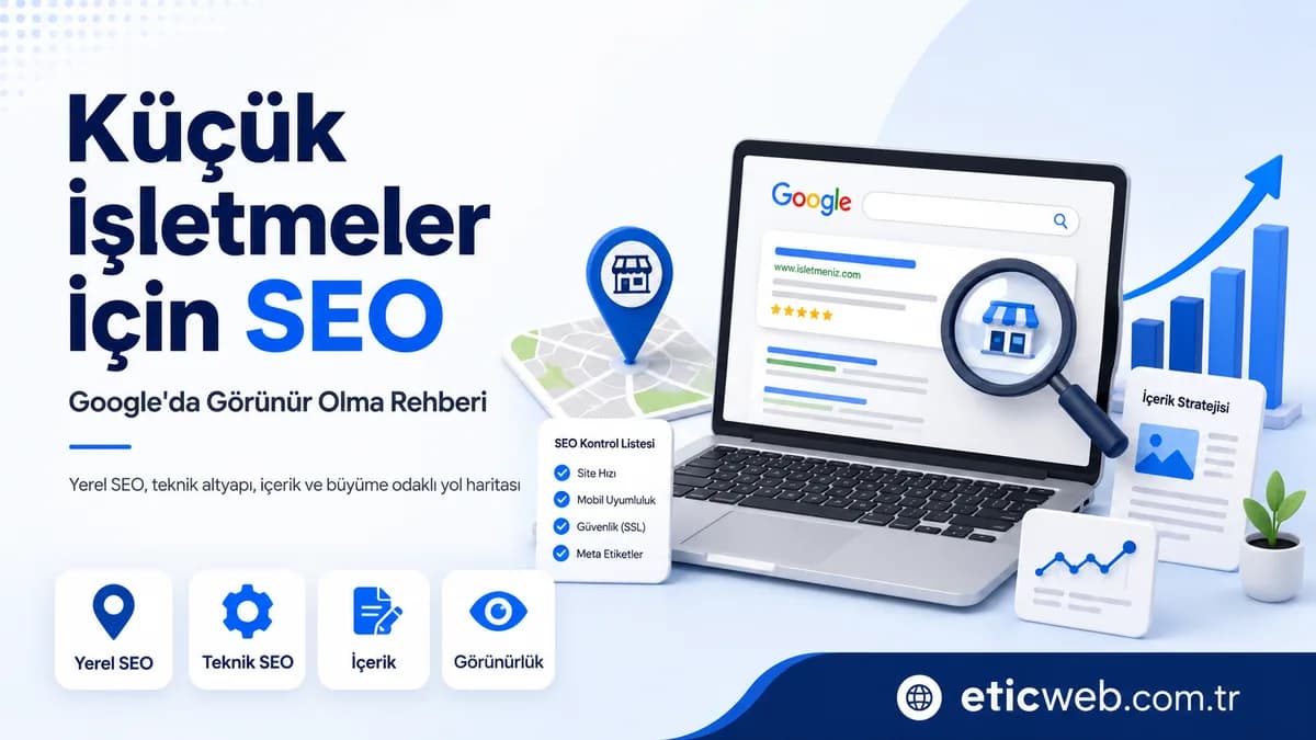 Küçük işletme sahibi Google SEO görünürlüğünü analiz ederken