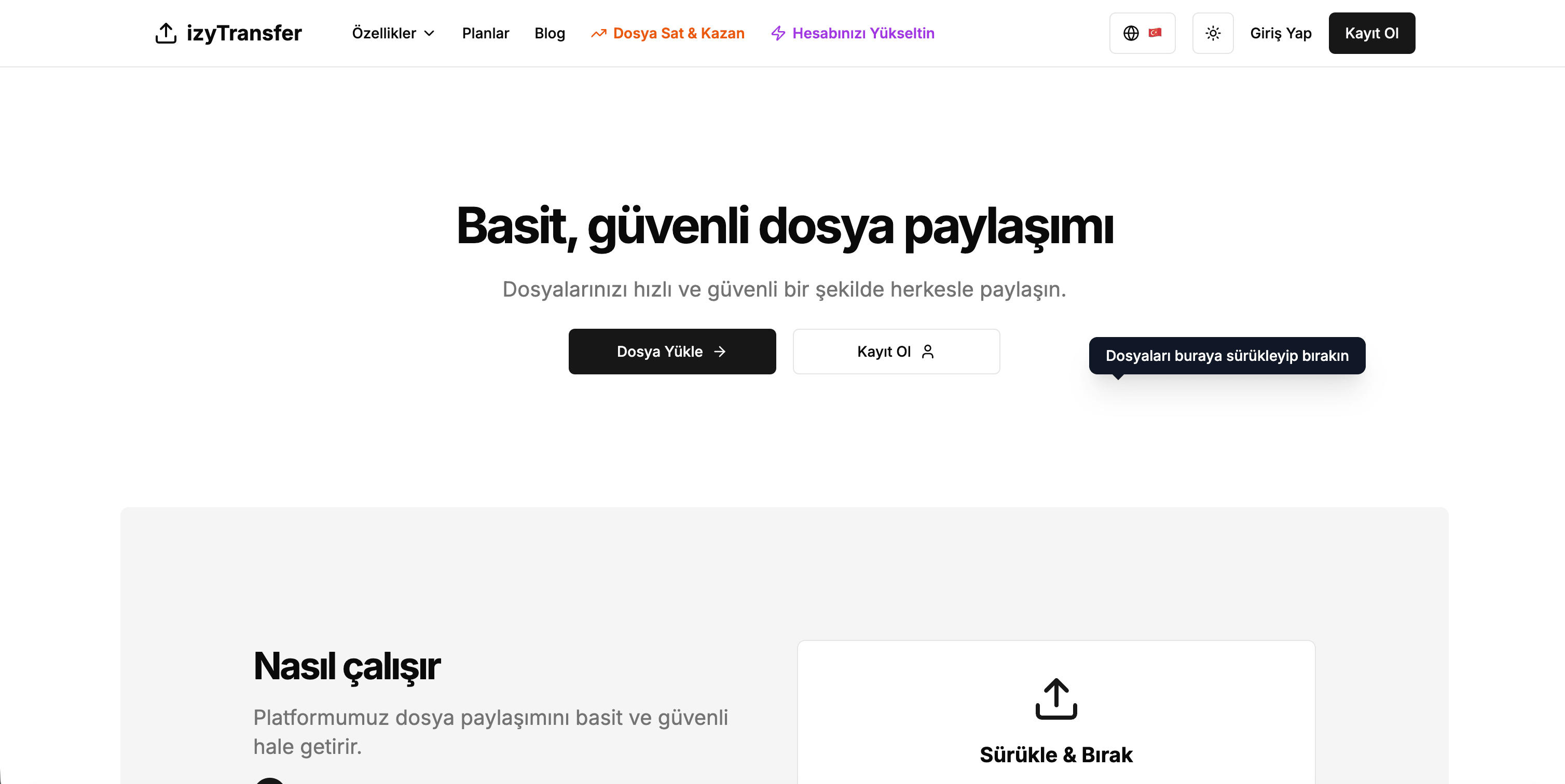 izyTransfer proje görünümü
