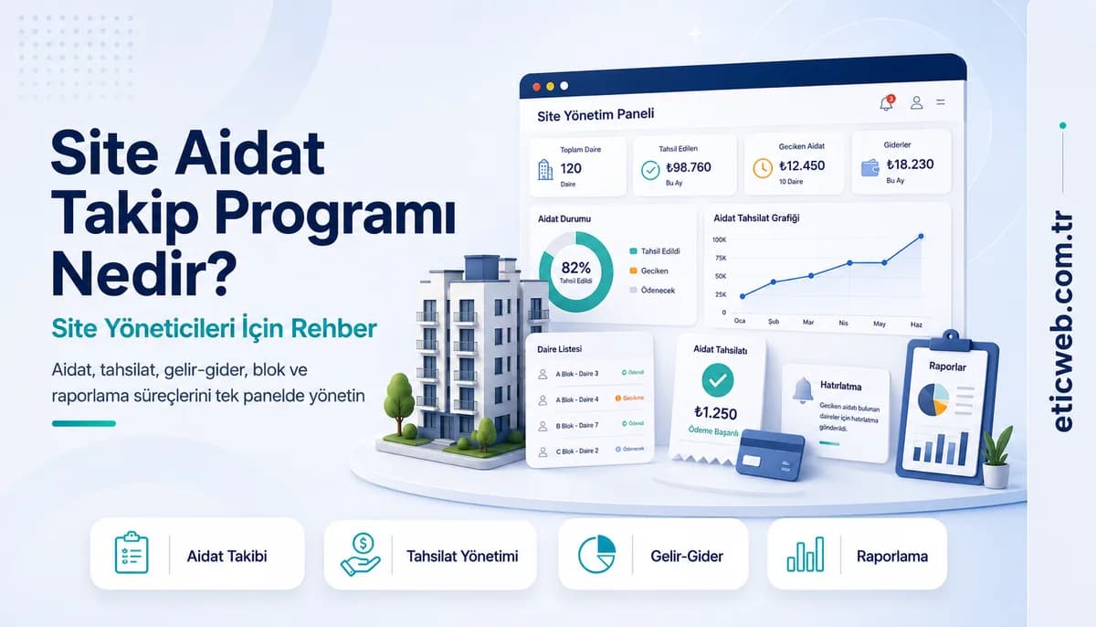 Site yöneticisinin aidat tahsilatı ve gelir gider raporlarını dijital panel üzerinden takip etmesi