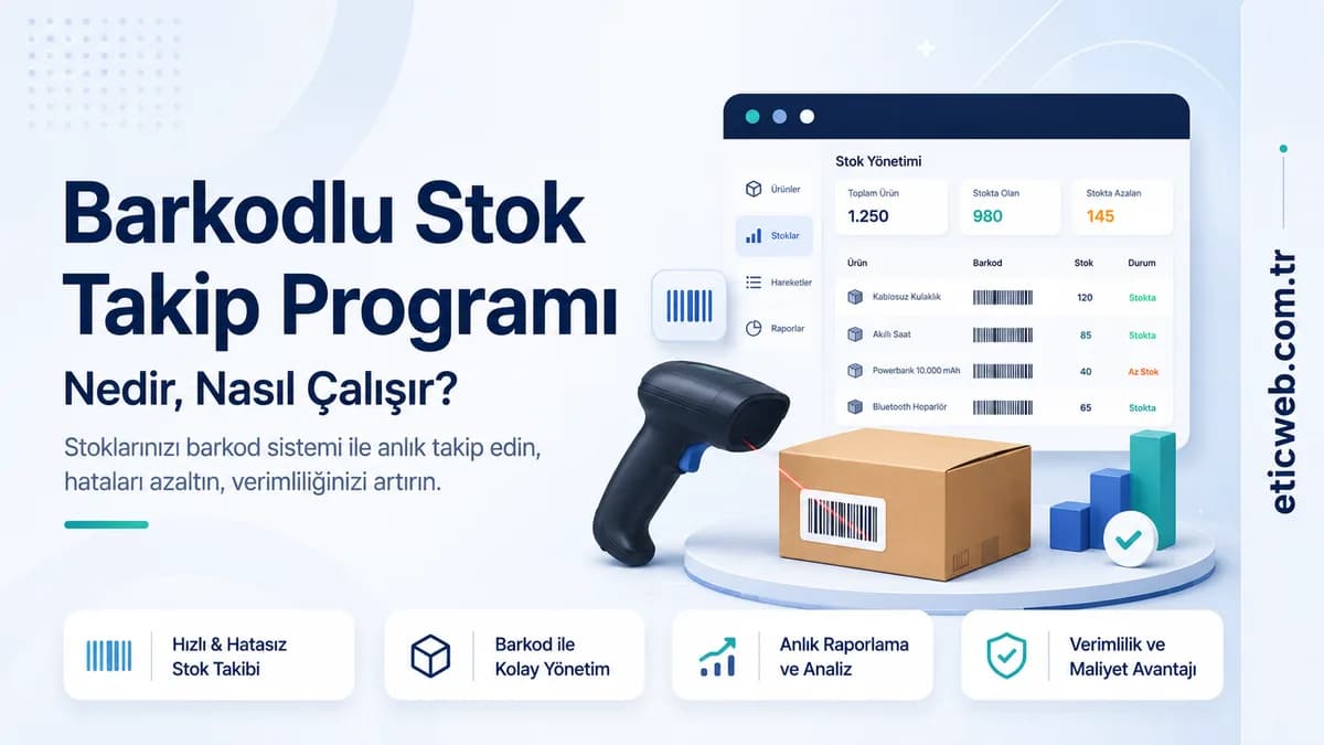 Depoda barkod okuyucu ile ürün stok takibi yapan çalışan