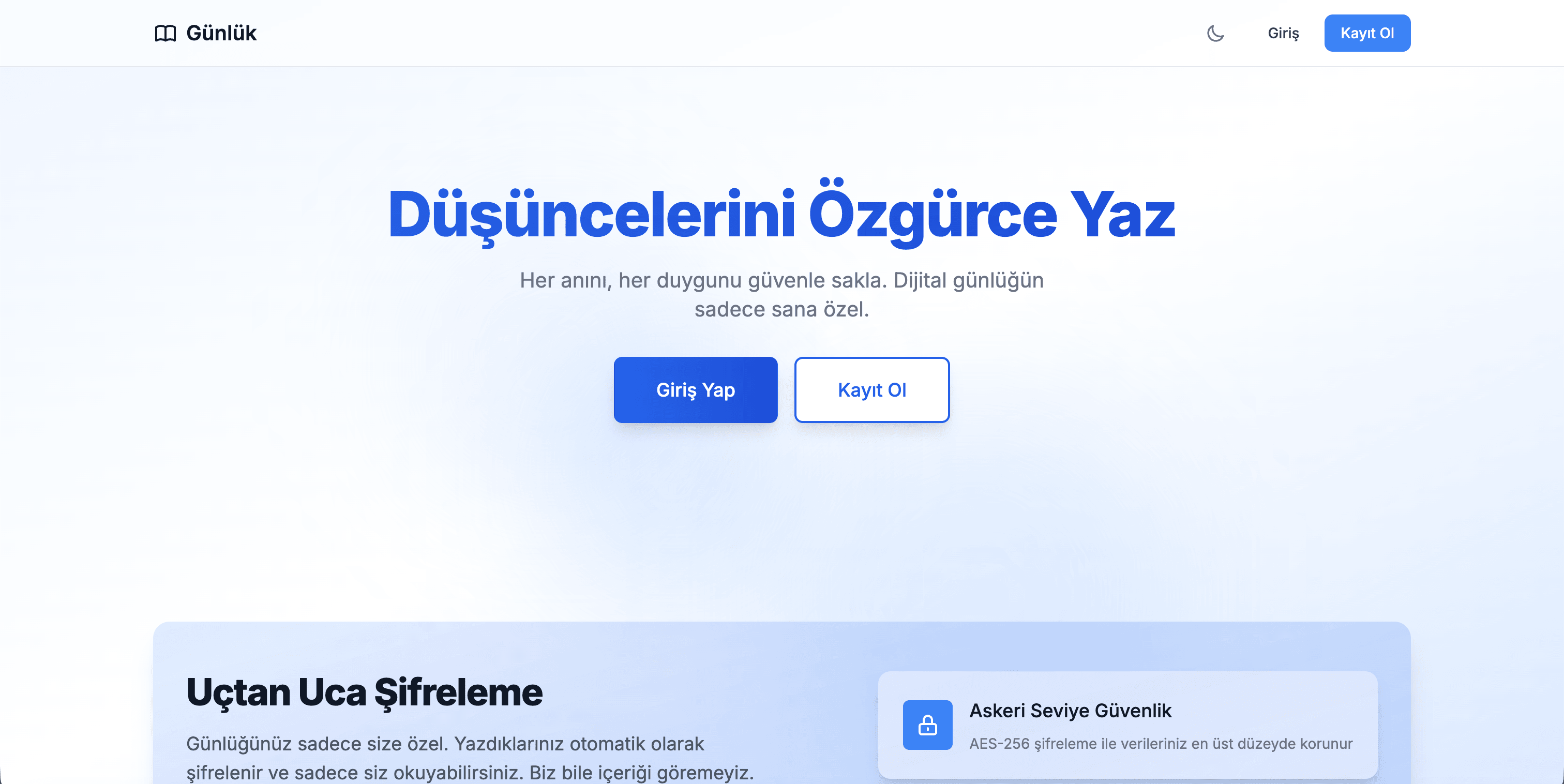 Günlük App proje görünümü